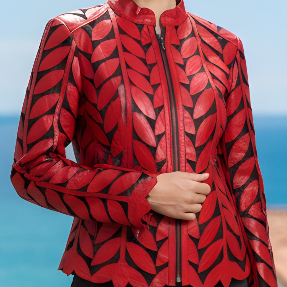 Leather Women Jacket Leather Women Leather Jacket Women Leather Leaf Jacket